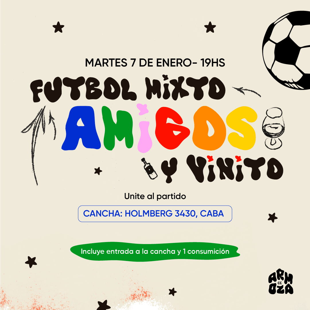 Futbol mixto, amigos y vinito