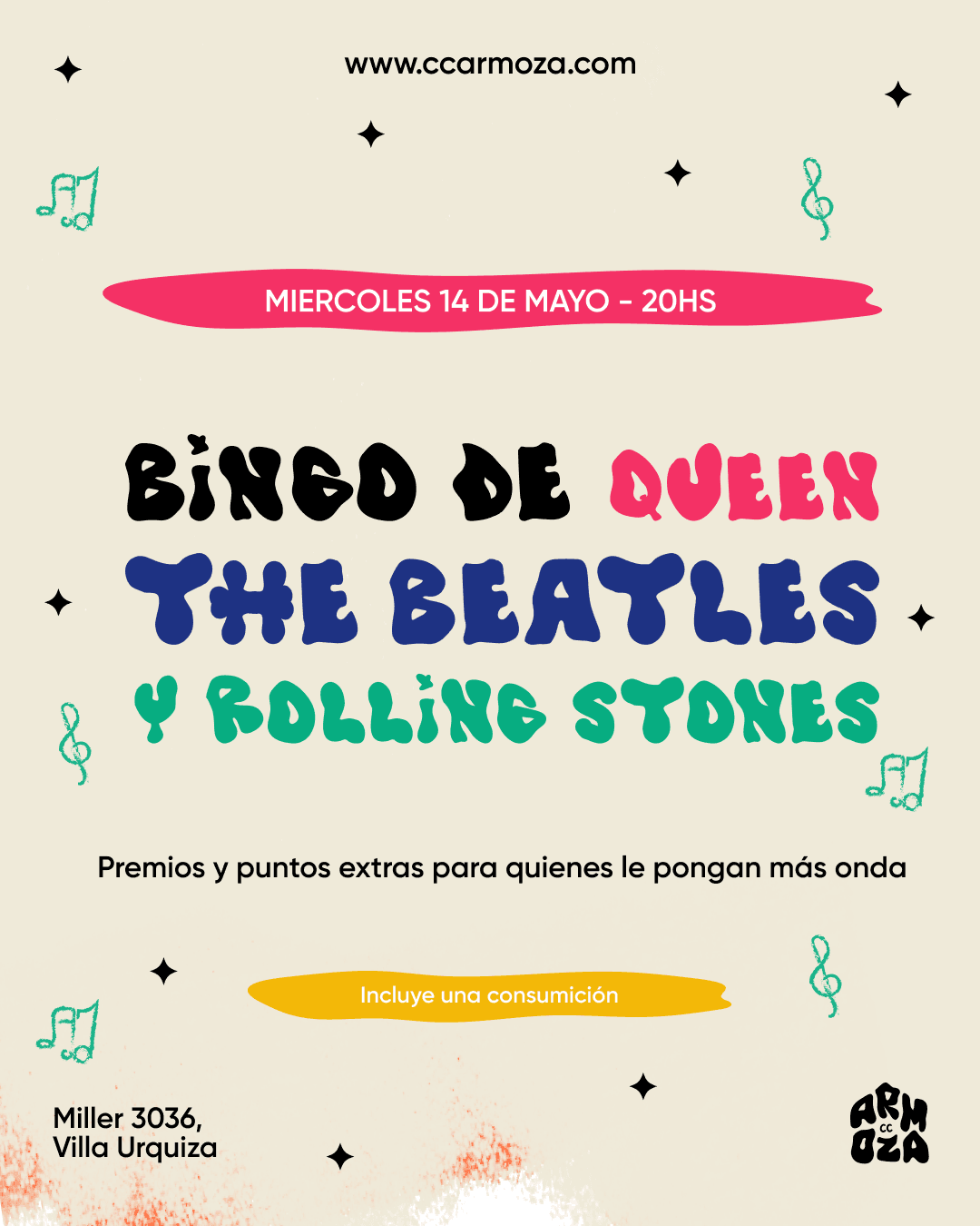Bingo de Canciones: Queen, The Beatles y Rolling Stones