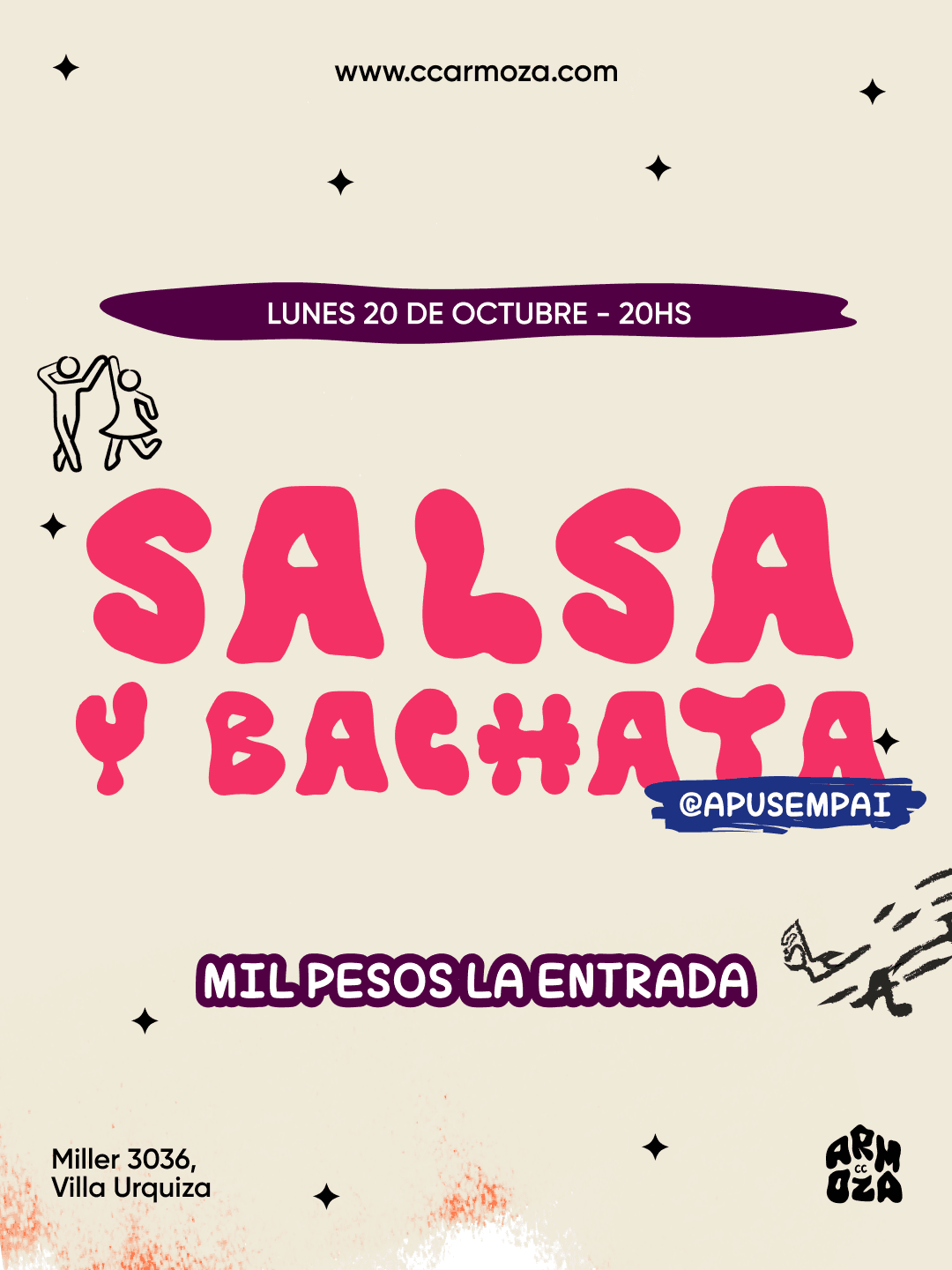 Salsa y Bachata: MIL PESOS la entrada!