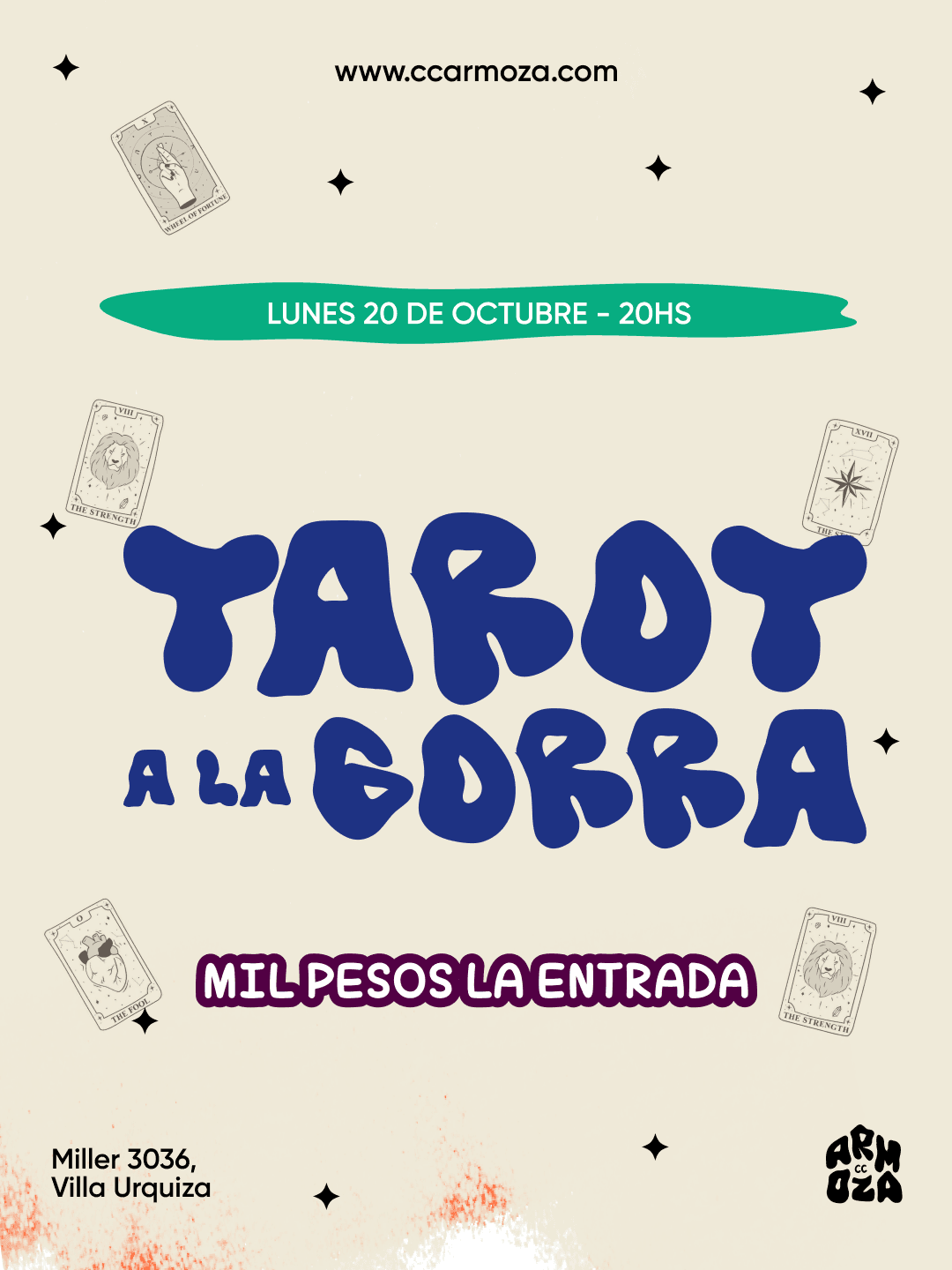 Tarot a la gorra A MIL PESOS LA ENTRADA!