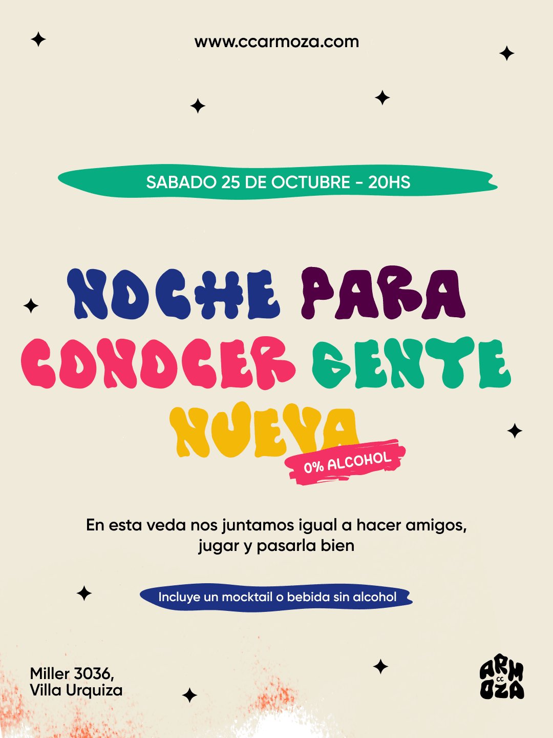 Noche para conocer gente nueva: 0% alcohol