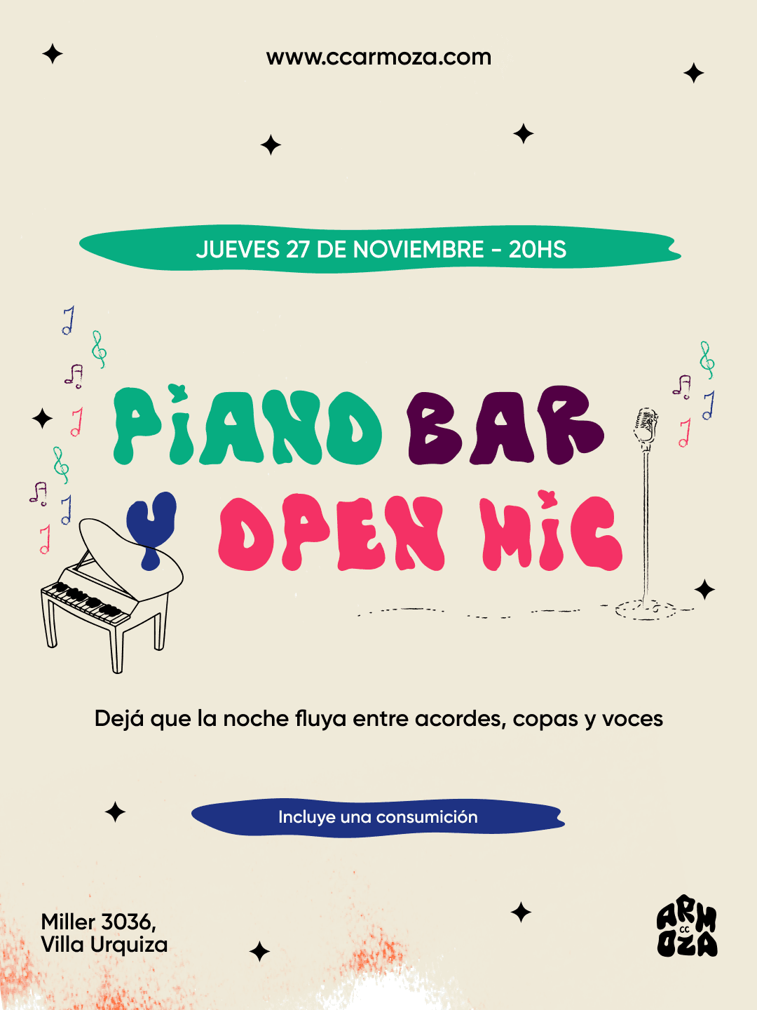 Piano bar y Open Mic