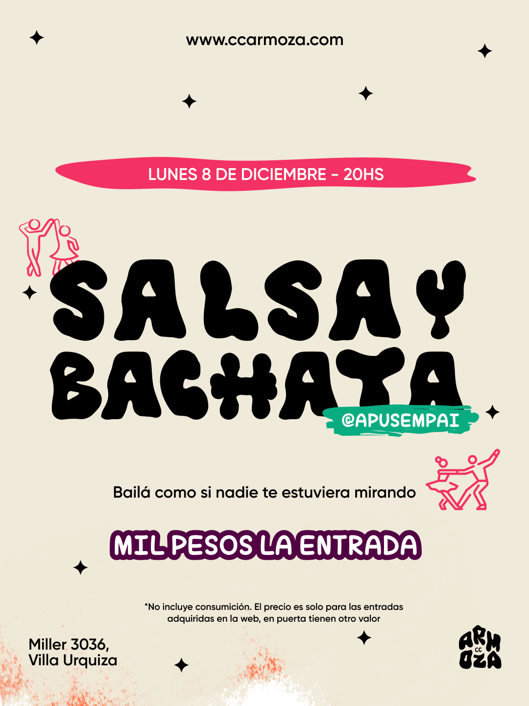 Salsa y Bachata a MIL PESOS la entrada!