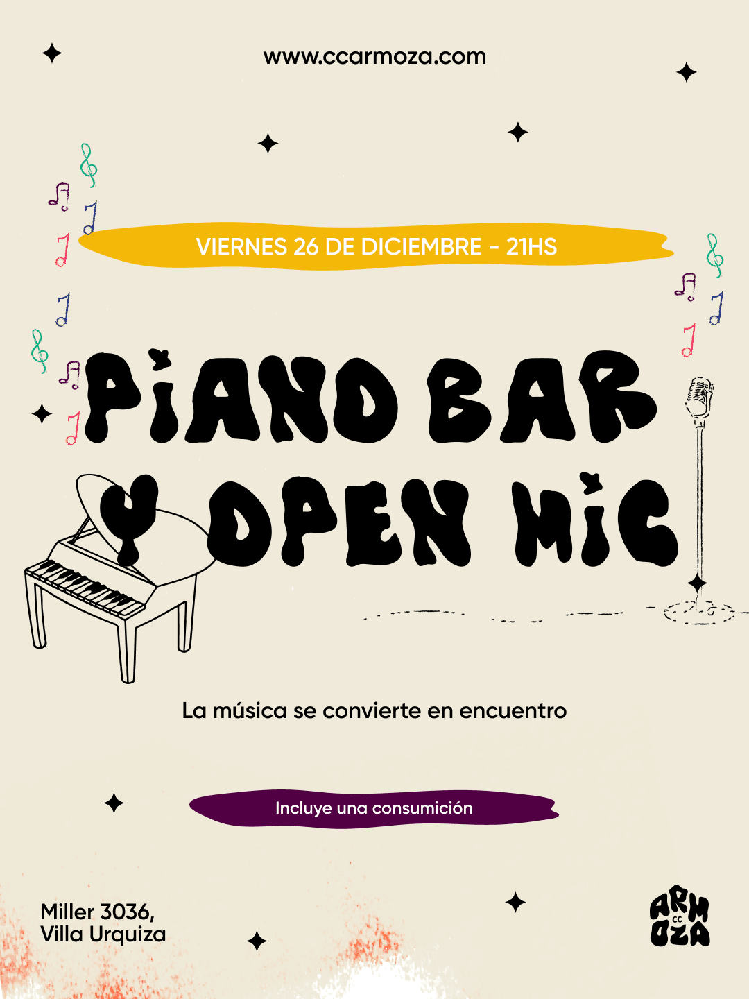 Piano bar y Open Mic